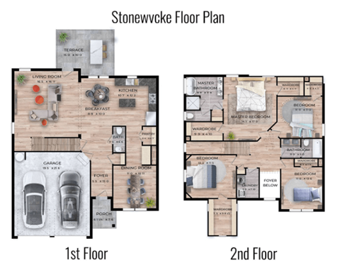 a floor plan of a house with different floors